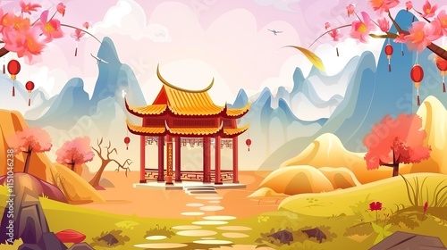 Fantasy landscape Freepik chinese temple fantasy