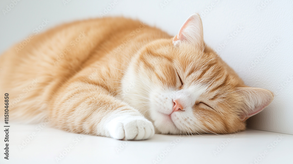 Peaceful Slumber: A ginger tabby cat curls up in a peaceful sleep, its soft fur and gentle breathing evoking a sense of tranquility. Peaceful Slumber: A ginger tabby cat curls up in a peaceful sleep, its soft fur and gentle breathing evoking a sense of tranquility.