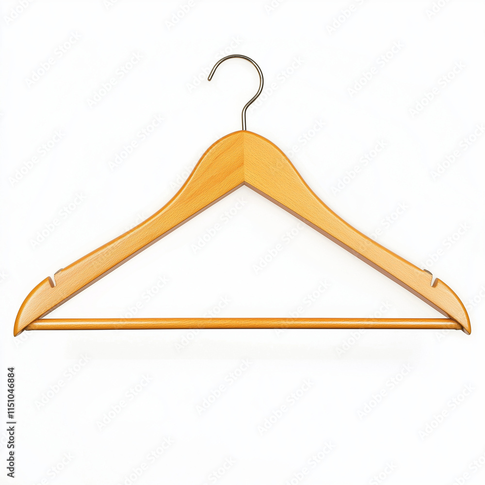 Single wooden Cloth hanger with metal hook isolated on a white background Single wooden Cloth hanger with metal hook isolated on a white background