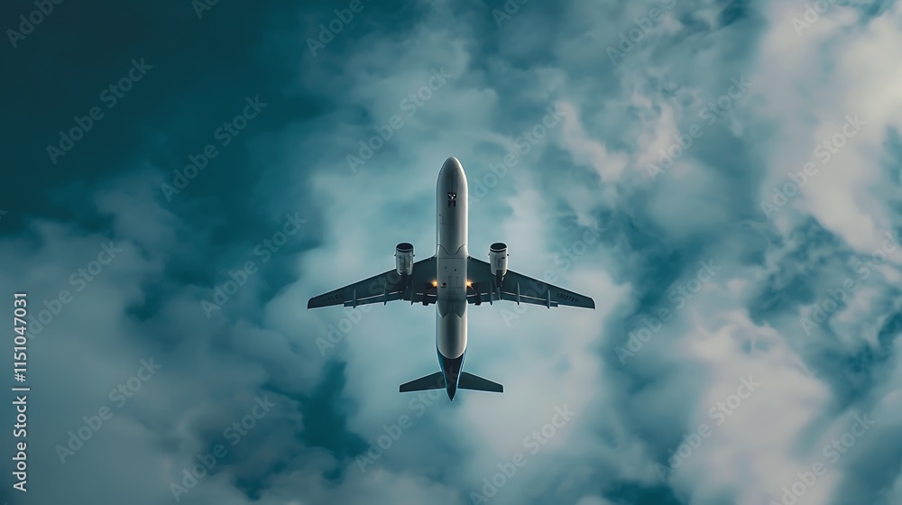 Airplane Flying Through Cloudy Skies Airplane Flying Through Cloudy Skies
