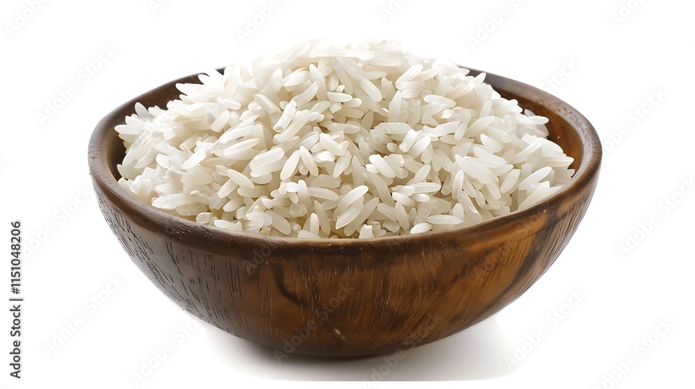 Freshly Cooked White Rice in Wooden Bowl Freshly Cooked White Rice in Wooden Bowl