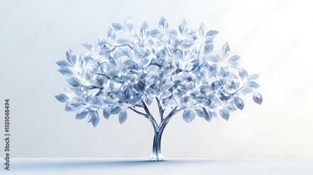 Obraz premium 3D tree with crystal leaves.
