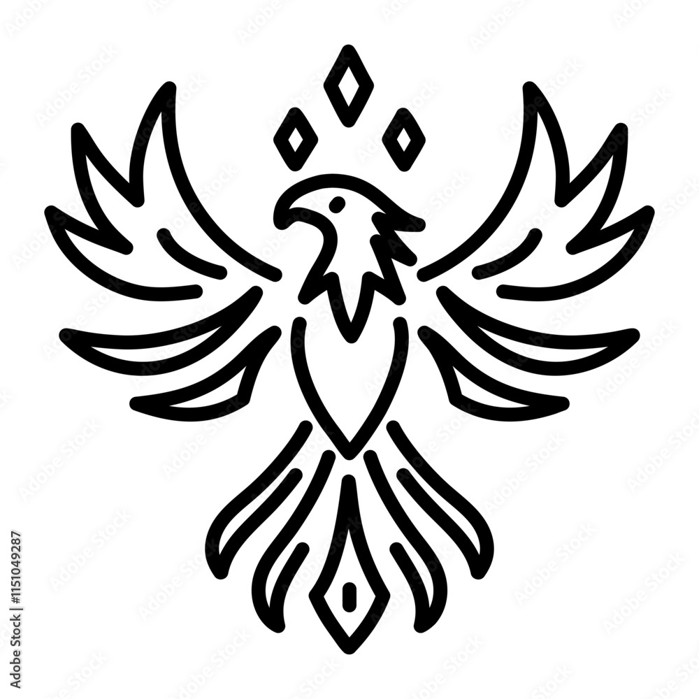 Obraz premium Phoenix bird icon in linear style 