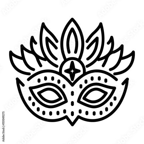 A linear style icon of beautiful carnival mask 