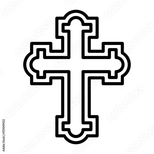 An outline style icon of an orthodox cross 