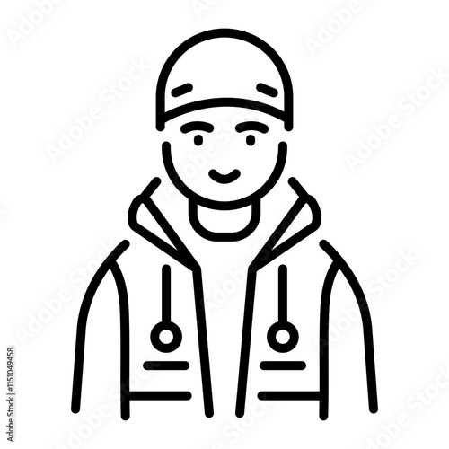A man wearing russian streetwear icon in line style 
