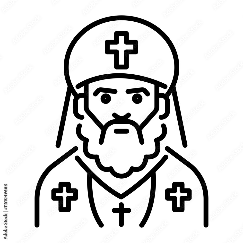 Orthodox priest icon in outline style Orthodox priest icon in outline style