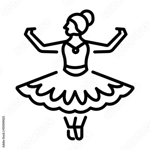 Ballet performer icon in linear style 