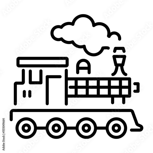 Steam locomotive engine icon in line style 