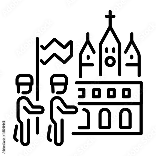 Russian parade icon in linear style 