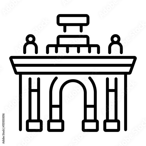 Exhibition centre icon in outline style 