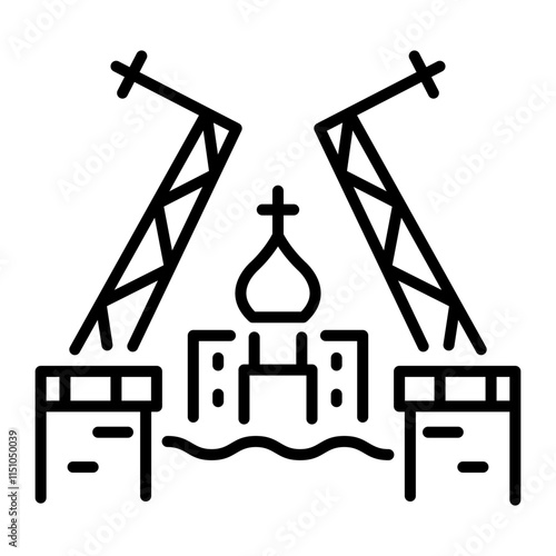 A line style icon of a russian bridge 