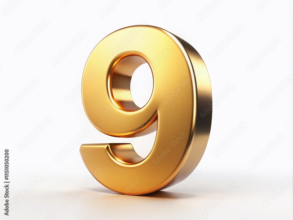 3D Gold Number 9 Isolated - Candid Photography 3D Gold Number 9 Isolated - Candid Photography