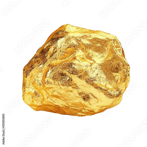 Shimmering gold nugget transparent background natural elements isolated view richness concept