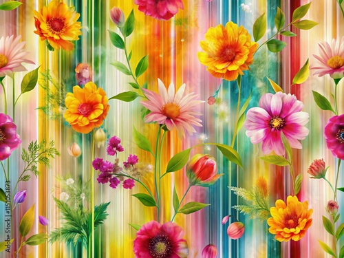 Abstract Floral Seamless Pattern Long Exposure AI Art