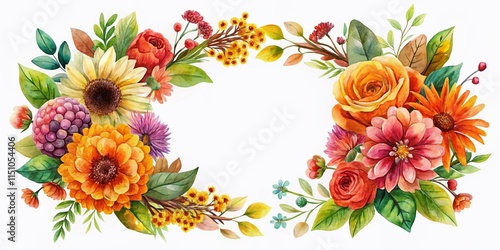 Abstract Floral Wreath - Vintage Watercolour Wedding Invitations