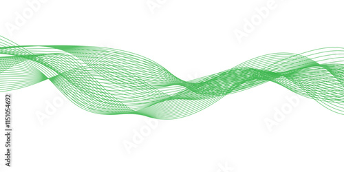 green gradient wave Abstract vector background with smooth color waves. Smoke wavy lines. Design element for technology, science, modern concept