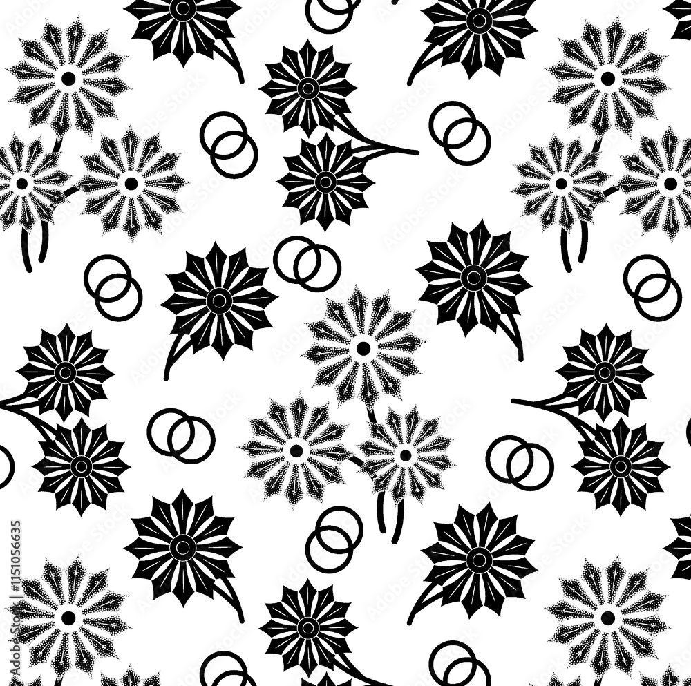 seamless gentle vector paisley print with ethnic paisley and flowers pattern, allover composition. Detailed beautiful paisleys with floral motives in black and white.