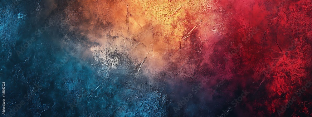 Fototapeta premium Abstract blue, orange, and red textured background.