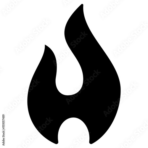 Flame Glyph Icon, Black And White Glyph Icon Vector