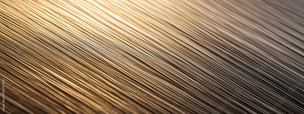 Obraz premium a brushed metal surface with distinct diagonal lines and a warm, golden hue.