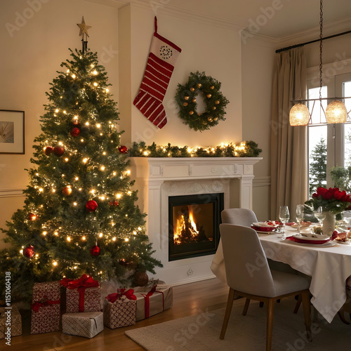 Wallpaper Mural composition with christmas decoration with christmas tree interior  home Torontodigital.ca