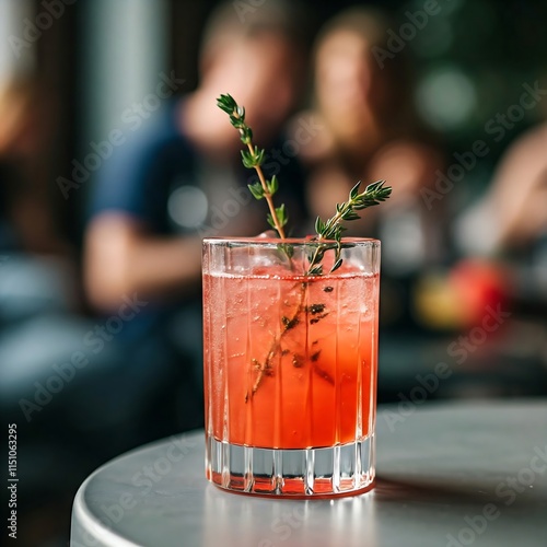  fresh watermelon juice mixed with thyme and sparkling water, served in clear glasses for a minimalist look,  watermelon thyme, minimalistic drink, watermelon cooler, sparkling water, spring refreshme photo