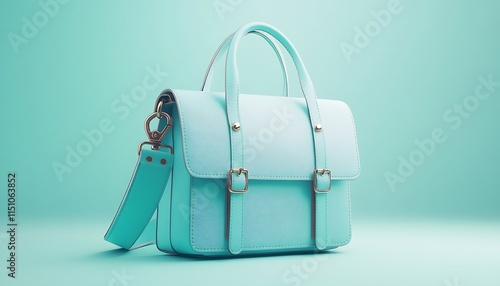 A cute satchel on a light aqua backdrop photo