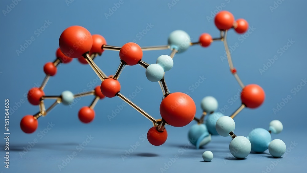 Obraz premium Colorful Molecular Model Demonstrating Chemical Structure and Bonding in a Scientific Setting