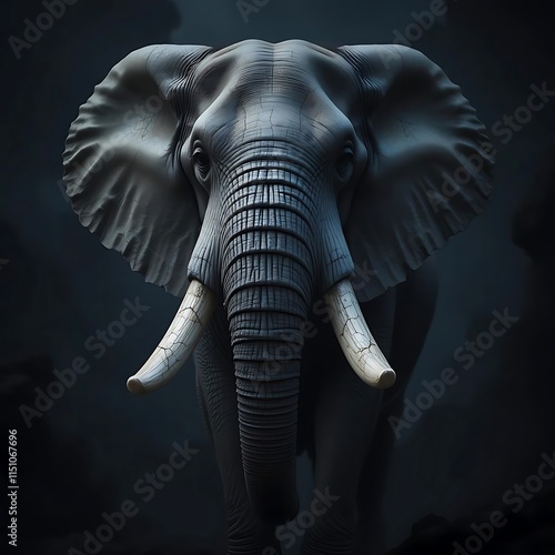 Detailed Close-up of an African Elephant. A captivating close-up of an African elephant, showcasing intricate detail in its skin texture and tusks