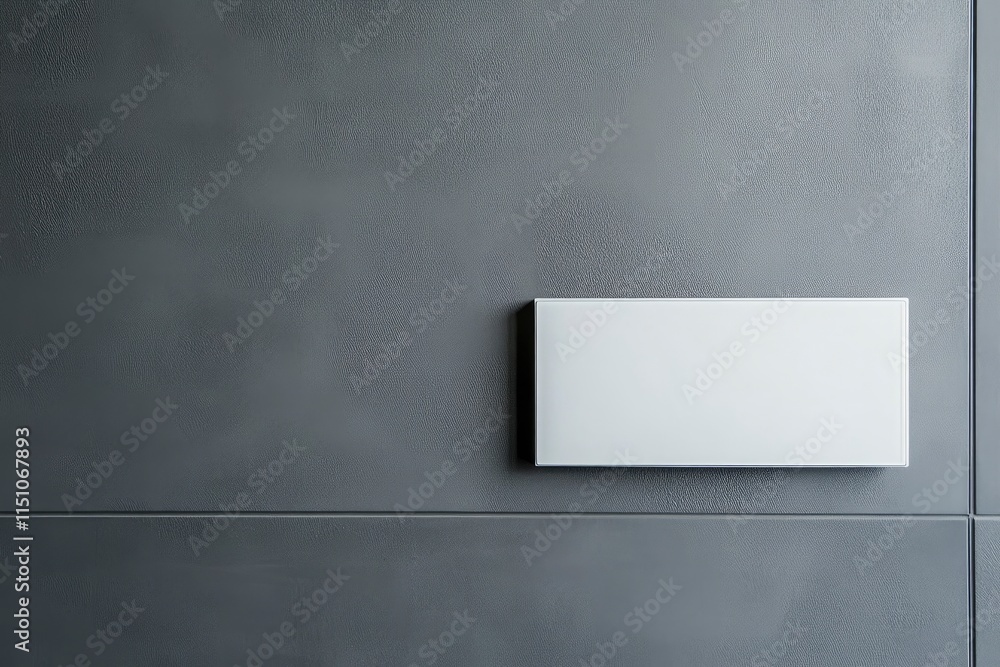Obraz premium White placard on stainless frame with grey wall background. Free space on the right for designer. 