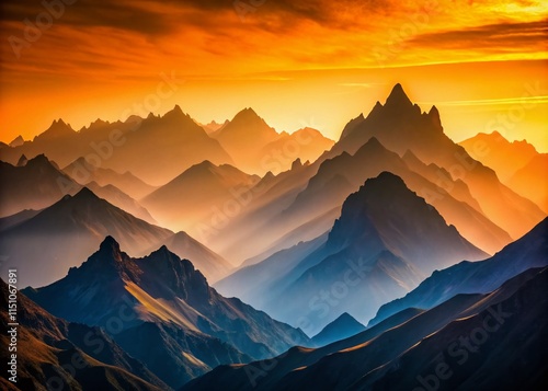 AI Silhouette Mountains Patterns, Abstract Design