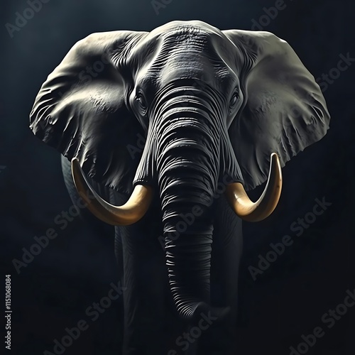 Detailed Close-up of an African Elephant. A captivating close-up of an African elephant, showcasing intricate detail in its skin texture and tusks photo