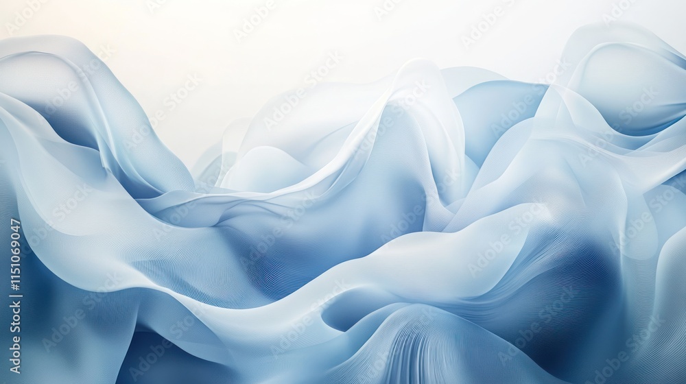 Fototapeta premium Abstract Blue Fabric Waves Flowing Softly