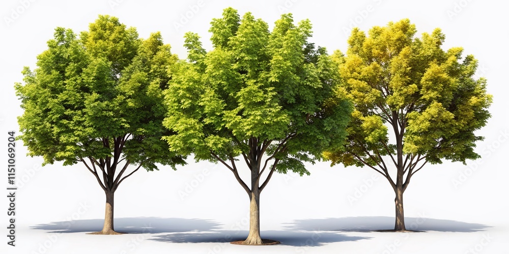 Obraz premium American Sycamore Trees Summer Silhouette Shadows 3D Illustration