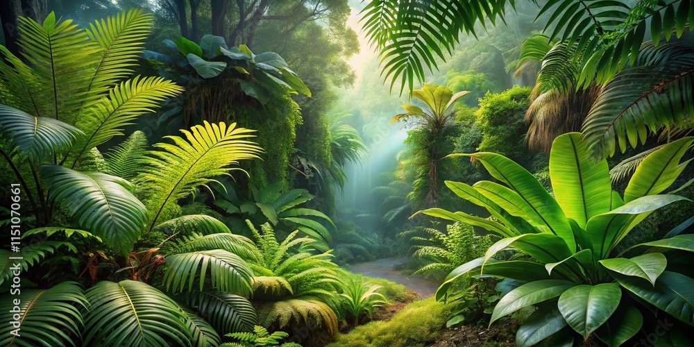 Obraz premium Architectural Photography: Lush Forest Fern & Eucalyptus Watercolor Design Elements