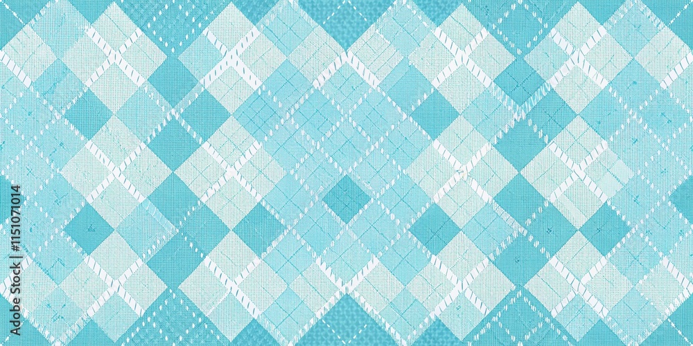 Fototapeta premium Argyle Pattern Baby Boy Party Invite Background - Light Blue & White Dots