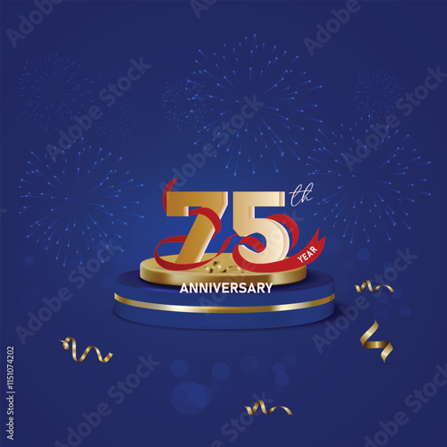 Elegant 75th anniversary design gold