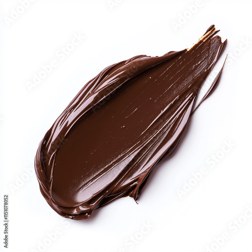 Stroke of melted chocolate isolated white background