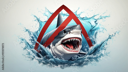 An Eye-Catching Shark Logo Featuring a Great White Shark for Promotional Use photo