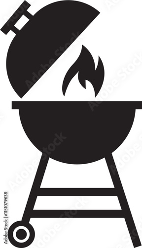 Grill icon in flat style. Bbq and sausage symbol, logo illustration for barbeque card design, poster, holiday template and summer picnic. Sign meat and food vector isolated on transparent background.