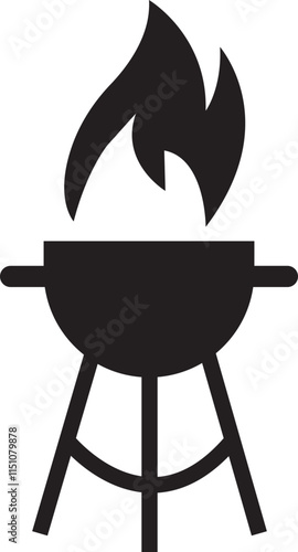 Grill icon in flat style. Bbq and sausage symbol, logo illustration for barbeque card design, poster, holiday template and summer picnic. Sign meat and food vector isolated on transparent background.