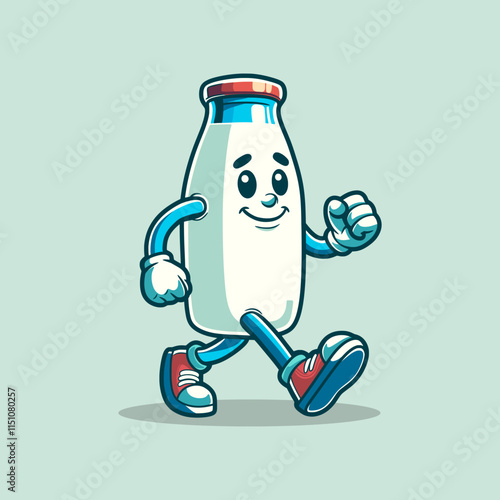 Milk Bottle Mascot Vector Art, Illustration and Graphic