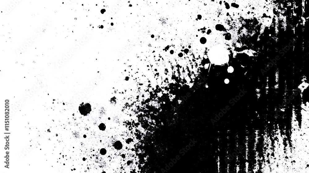 Obraz premium Black ink splatters on white.