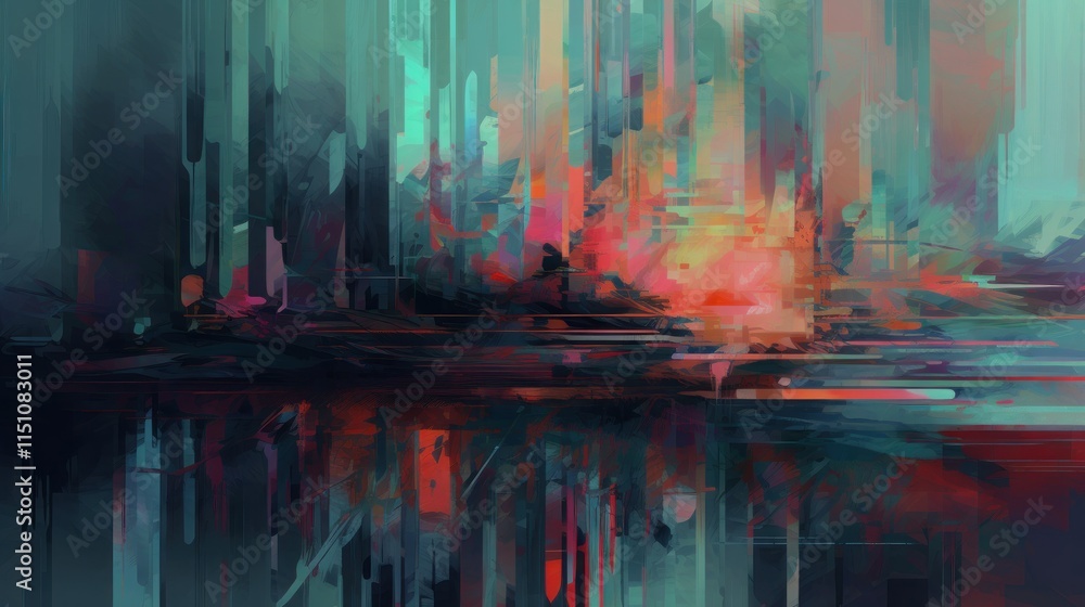 Fototapeta premium Abstract Digital Painting of a Futuristic Cityscape