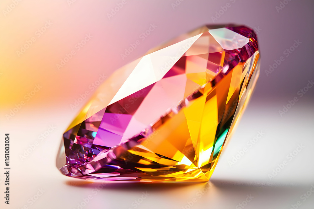 Captivating Colorful Gemstone with Radiant Reflections and Faceted Surface Highlights in Natural Lighting Captivating Colorful Gemstone with Radiant Reflections and Faceted Surface Highlights in Natural Lighting