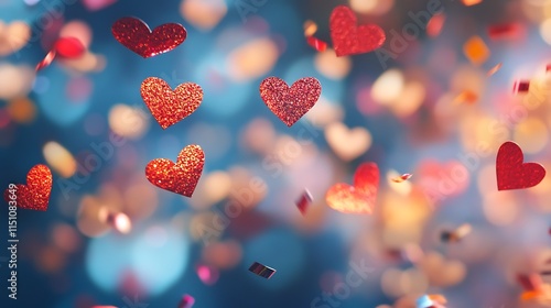Falling in Love: A Celebration of Hearts and Confetti
