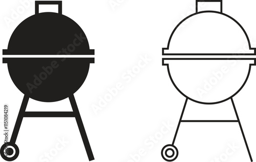 Wallpaper Mural Grill flat and outline icons set. Bbq, sausage symbols, illustration for barbeque card design, poster, holiday template and summer picnic. Sign meat and food vectors isolated on transparent background Torontodigital.ca