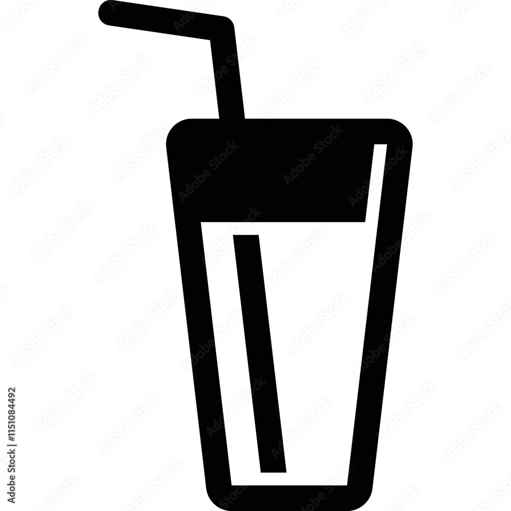Simple vector icon glass with a straw Simple vector icon glass with a straw