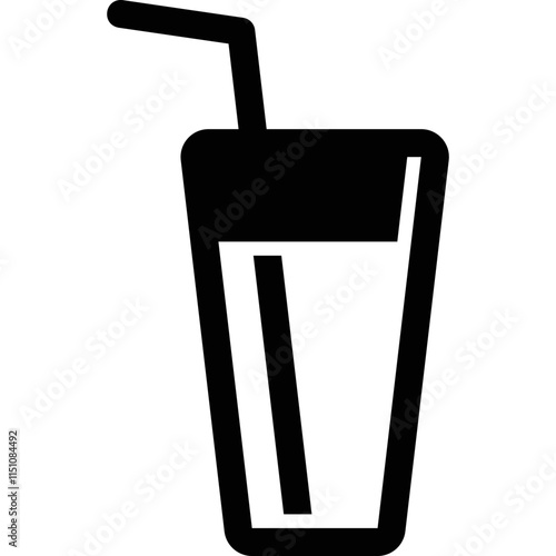 Simple vector icon glass with a straw